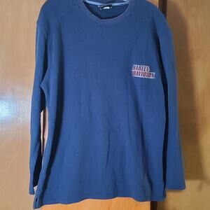 Mens Harley Davidson Waffle Knit Thermal LS Blue Shirt Size Large